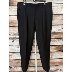 Angelico Dress Pants Mens 36x32 Black Wool Super 120s Trousers Slacks Made Italy